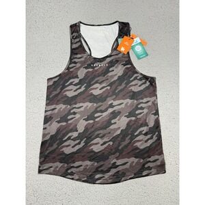 YoungLA Tank Top Mens Large Brown Camo Mesh Scoop Neck Athletic Gym Workout